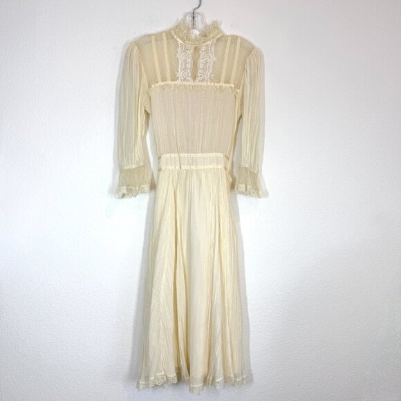 Vintage 70s Gunne Sax Dress Prairie Fairycore Cottagcore Midi Boho Dress - Picture 11 of 16